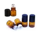 Glazen rollerflesjes 1ml bruin glas + zwarte dop, lege parfumrollers rvs roller bal