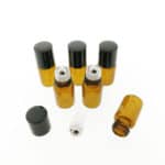 Glazen rollerflesjes 2ml bruin glas + zwarte dop, lege parfumrollers rvs roller bal