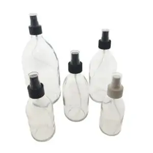 Glazen sprayfles helder transparant spray verstuiver wit zwart