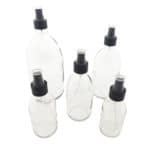Glazen sprayfles helder transparant spray verstuiver glad glans zwart