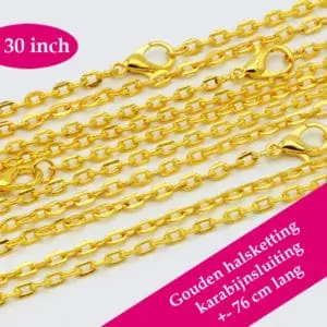 Gouden halsketting losse kabel ketting goud karabijnsluiting