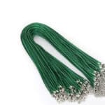 Halsketting Leer Donkergroen, lederen koord + verlengketting