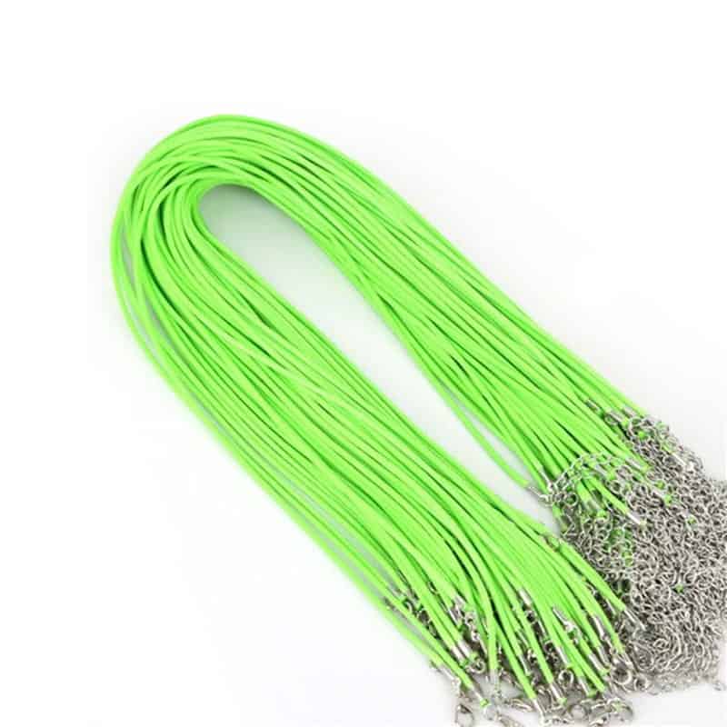 halsketting-leer-lichtgroen-lederen-koord-verlengketting Halsketting Leer Lichtgroen, lederen koord + verlengketting