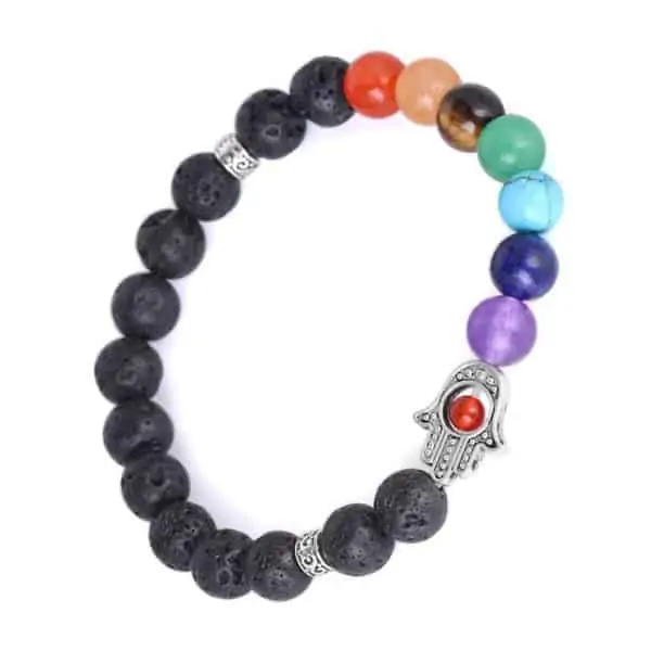 Hamsa Hand Lavasteen Armband Chakra Yoga natuurstenen sieraad