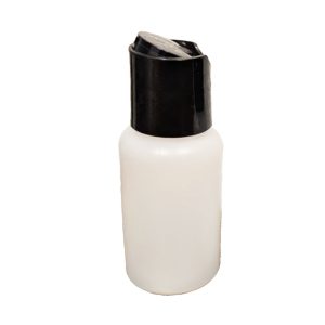 Naturel HDPE fles 50ml met zwarte Disctop dop Doseerdop 24/410 voor cosmetica en vloeistoffen