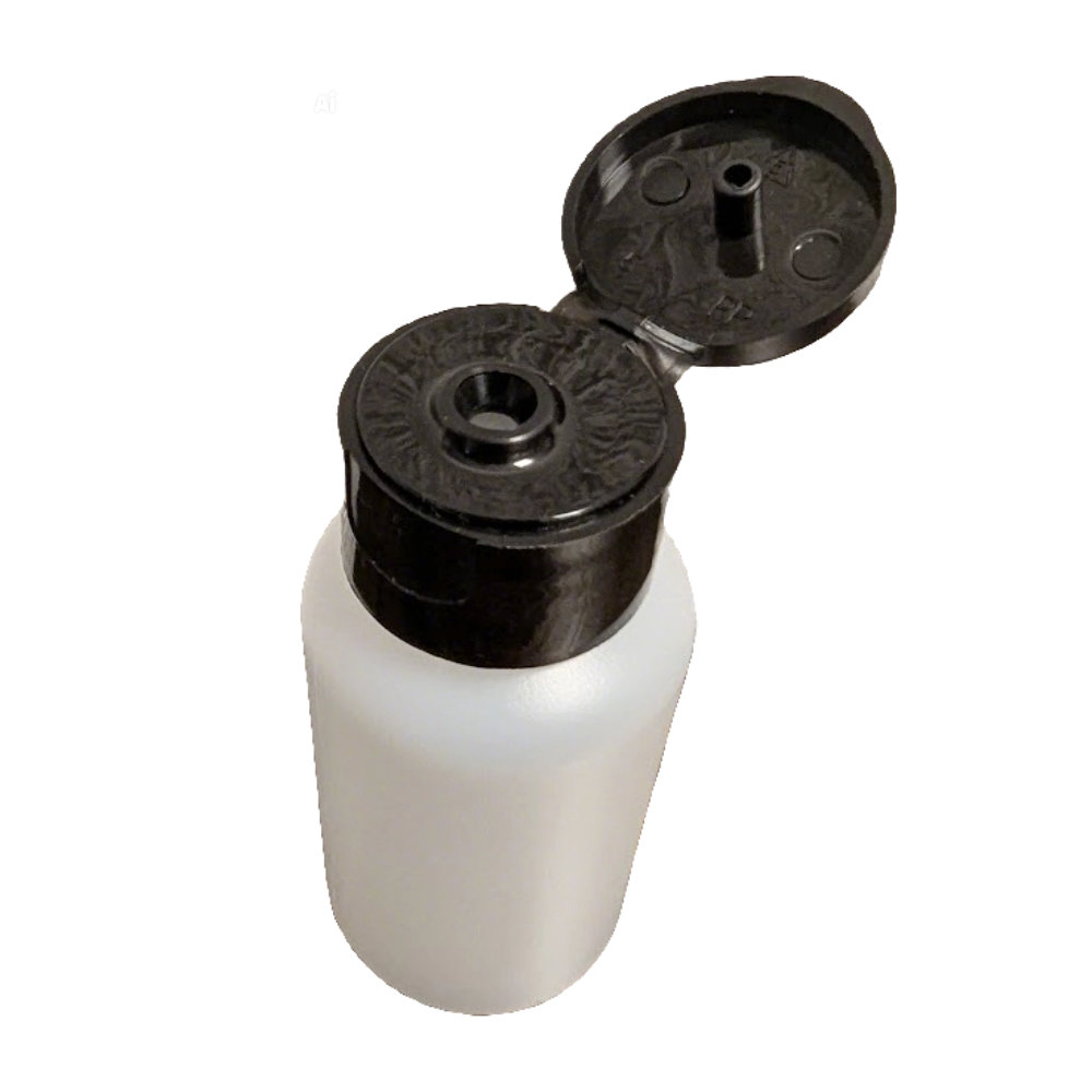 hdpe-fles-naturel-50ml-zwarte-fliptop-dop-24-410 Naturel HDPE fles 50ml met zwarte fliptop dop 24/410 voor cosmetica en vloeistoffen