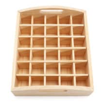 Houten dienblad display 30 vakken essentiële olie flesjes