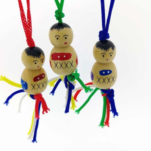Houten Gelukspoppetjes Rood, Blauw, Paars 3 cm - Afbeelding 4