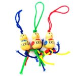 Houten Gelukspoppetjes Rood, Blauw, Paars 3 cm