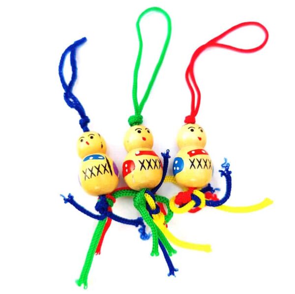Houten Gelukspoppetjes Rood, Blauw, Paars 3 cm - Afbeelding 1