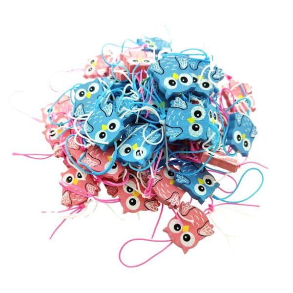 Houten Gelukspoppetjes Uiltjes Baby roze blauw - Afbeelding 2