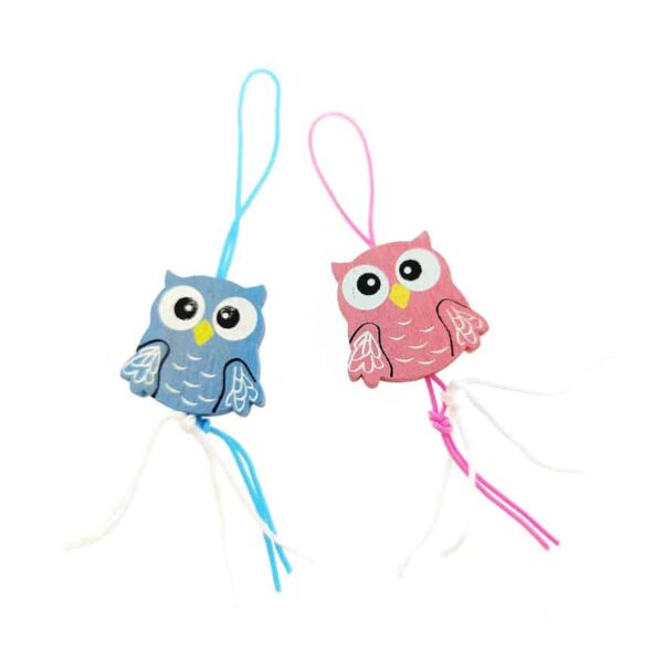 Houten Gelukspoppetjes Uiltjes Baby roze blauw - Afbeelding 1