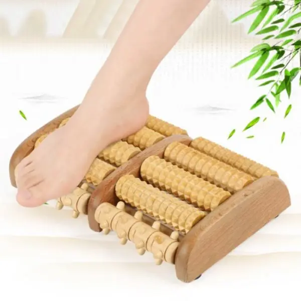 Houten voetmassage roller, dubbele voetroller, voet massage, reflexologie