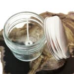 Kaars potje aluminium deksel + wax lont pitvoetje