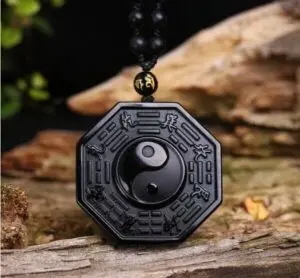 Ketting Yin Yang zwarte Obsidiaan geluksamulet natuursteen