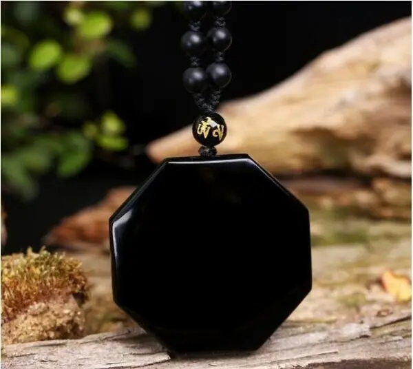 Ketting Yin Yang zwarte Obsidiaan geluksamulet natuursteen