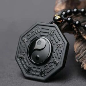 ketting yin yang zwarte obsidiaan geluksamulet natuursteen