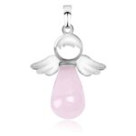 kettinghanger engel vleugels rozenkwarts druppel edelsteen