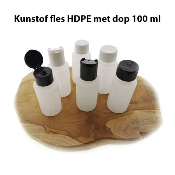 kunststof fles HDPE met dop 100ml