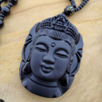 Kwan Yin Godin gelukssteen zwarte Obsidiaan natuursteen