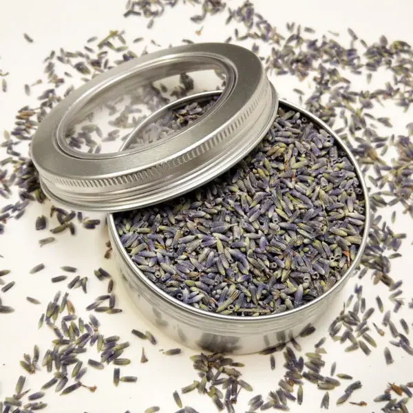 Lavendelbloemen blikje 150 ml + kijkvenster Lavendel 1e kwaliteit