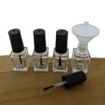 Leeg nagellak flesje 5ml vierkant helder glas zwarte dop + kwastje