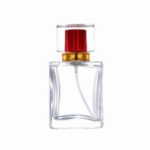 Lege Parfumfles helder glas 50ml sprayfles dop rood