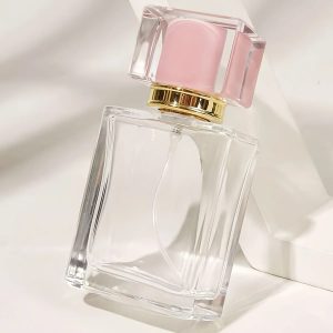 Lege Parfumfles helder glas 50ml sprayfles dop roze