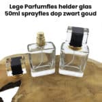 Lege Parfumfles helder glas 50ml sprayfles dop zwart goud