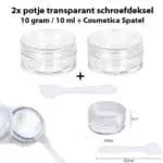 Lege potjes transparant schroefdeksel, crème, cosmetica, lipgloss, make up 10ml ( 2 stuks )