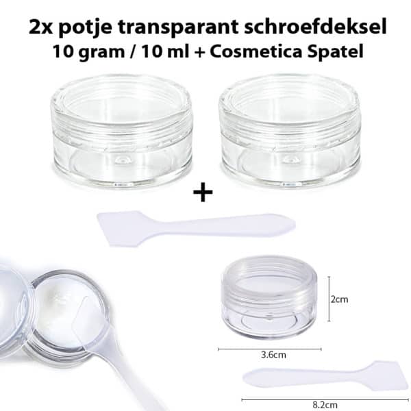 Lege potjes transparant schroefdeksel, crème, cosmetica, lipgloss, make up 10ml ( 2 stuks )