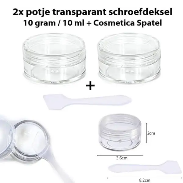 Lege potjes transparant schroefdeksel, crème, cosmetica, lipgloss, make up 10ml ( 2 stuks )