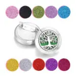 Levensboom broche speld parfum geur medaillon essentiële olie + 10 glitter pads