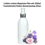 Lotion crème dispenser fles wit 250ml + cosmetische lotion doseerpomp zilver