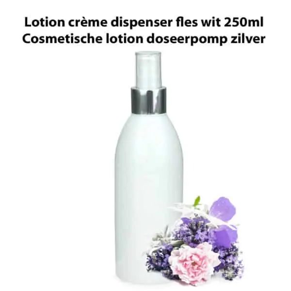Lotion crème dispenser fles wit 250ml + cosmetische lotion doseerpomp zilver