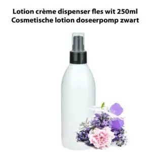 Lotion crème dispenser fles wit 250ml + cosmetische lotion doseerpomp zwart