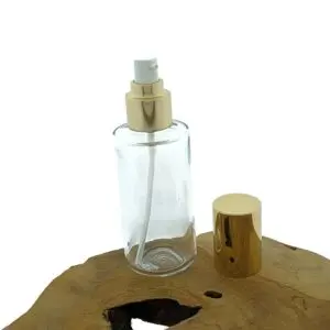 Lotion crème fles glas 125ml + gouden serum pomp + beschermkap