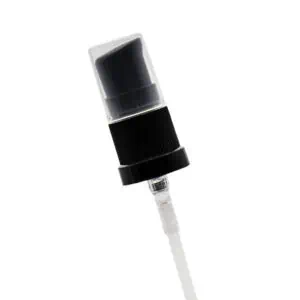 Lotion crème pompje zwart + transparante overkap fleshals DIN18 18 mm 18/410