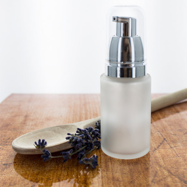 Lotion pomp fles 30ml matglas dispenser zilver + kap luxe glazen verpakking frosted