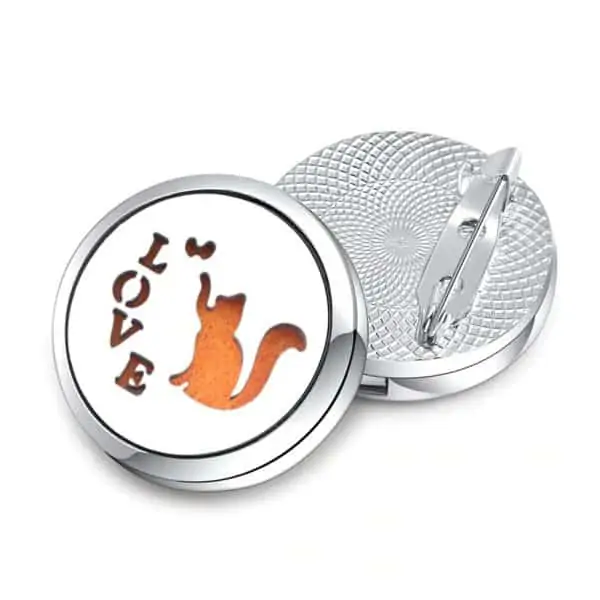 Love cats broche speld parfum geur medaillon essentiële olie + pad