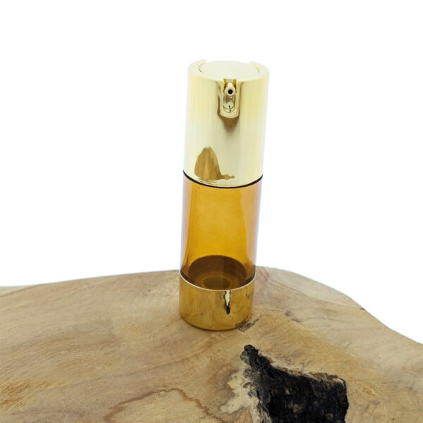 Luxe 30ml airless dispenser goud dop + amber body cosmetische lotion serum fles