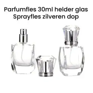 Luxe Parfumfles 30ml helder glas sprayfles zilveren dop