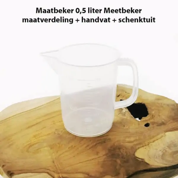 Maatbeker 0,5 liter Meetbeker + maatverdeling + handvat + schenktuit