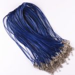 Marine blauw leren halsketting, lederen koord + verlengketting