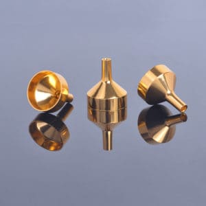 Mini trechtertje aluminium tuitje olieflesjes goud