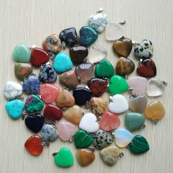 Natuurstenen ketting hanger hart edelstenen sieraden