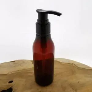 Olie lotion zeep fles amber bruin 150ml + dispenser pomp zwart