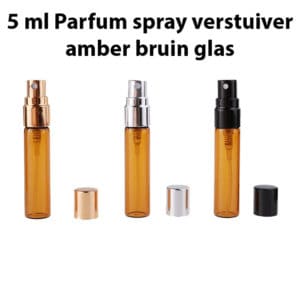 Parfum spray verstuiver amber bruin glas 5 ml - glazen sprayflesjes metalen spraydop