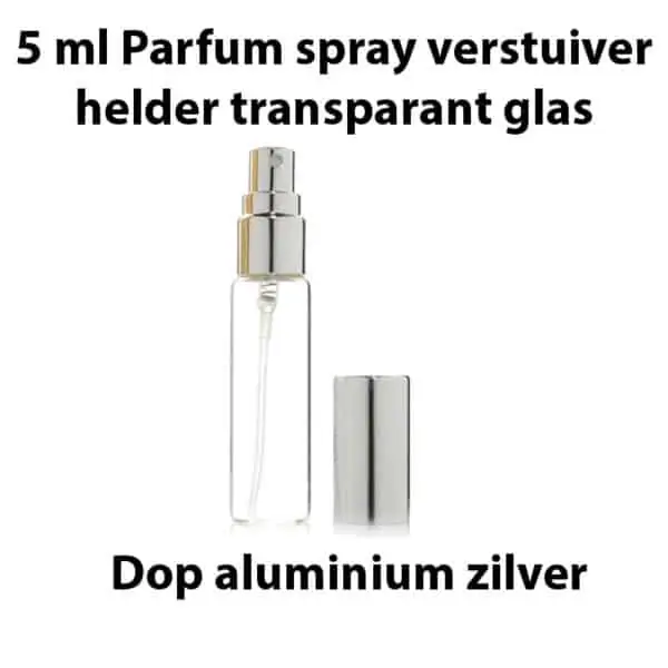 5 ML Parfum spray verstuiver helder transparant glas glazen sprayflesjes dop zilver