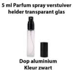 5 ML Parfum spray verstuiver helder transparant glas glazen sprayflesjes dop zwart